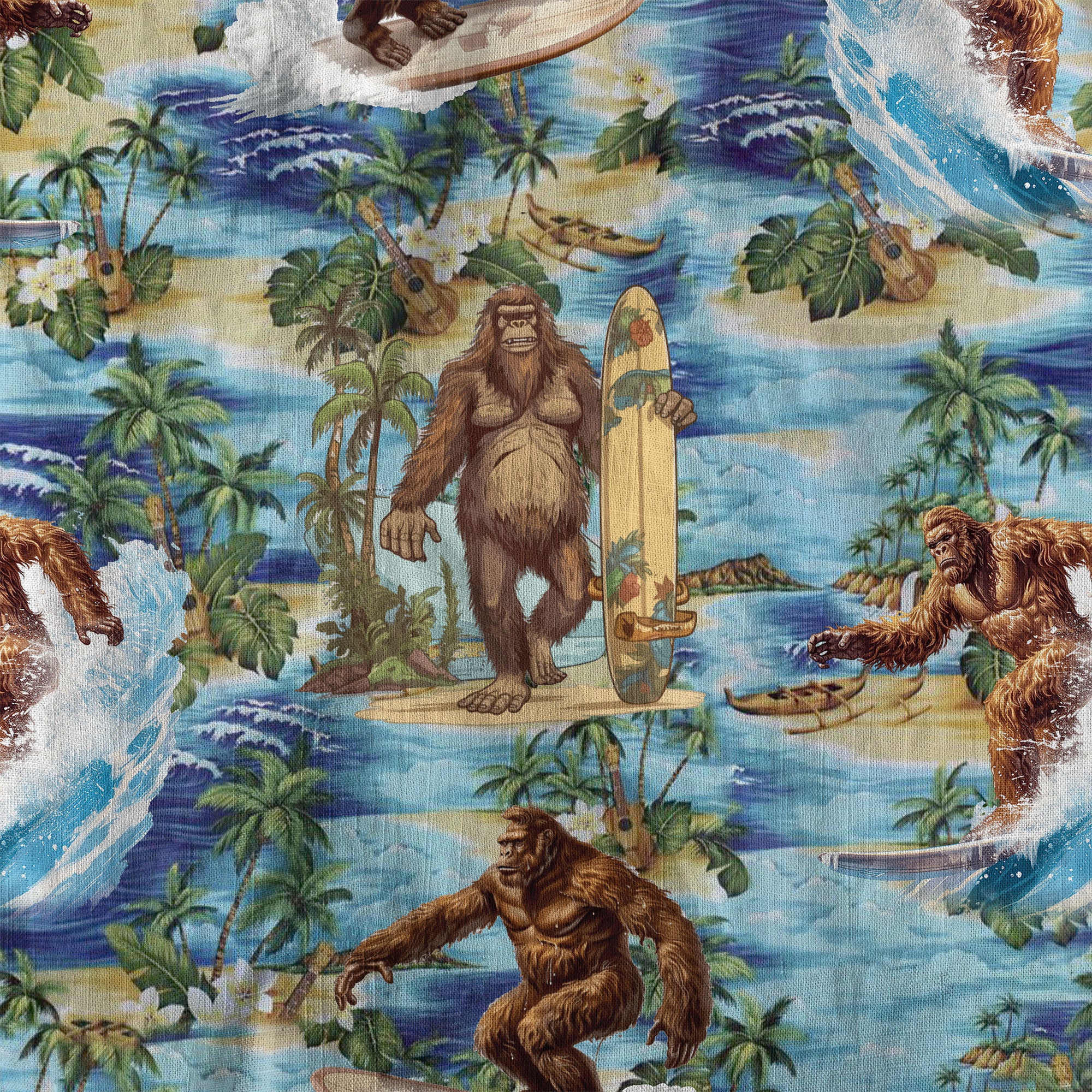Bigfoot Tropical Hawaiian Shirt, Bigfoot Button-Up Shirt, Sasquatch Bigfoot Shirt, Summer Beach Shirt - The Palmix