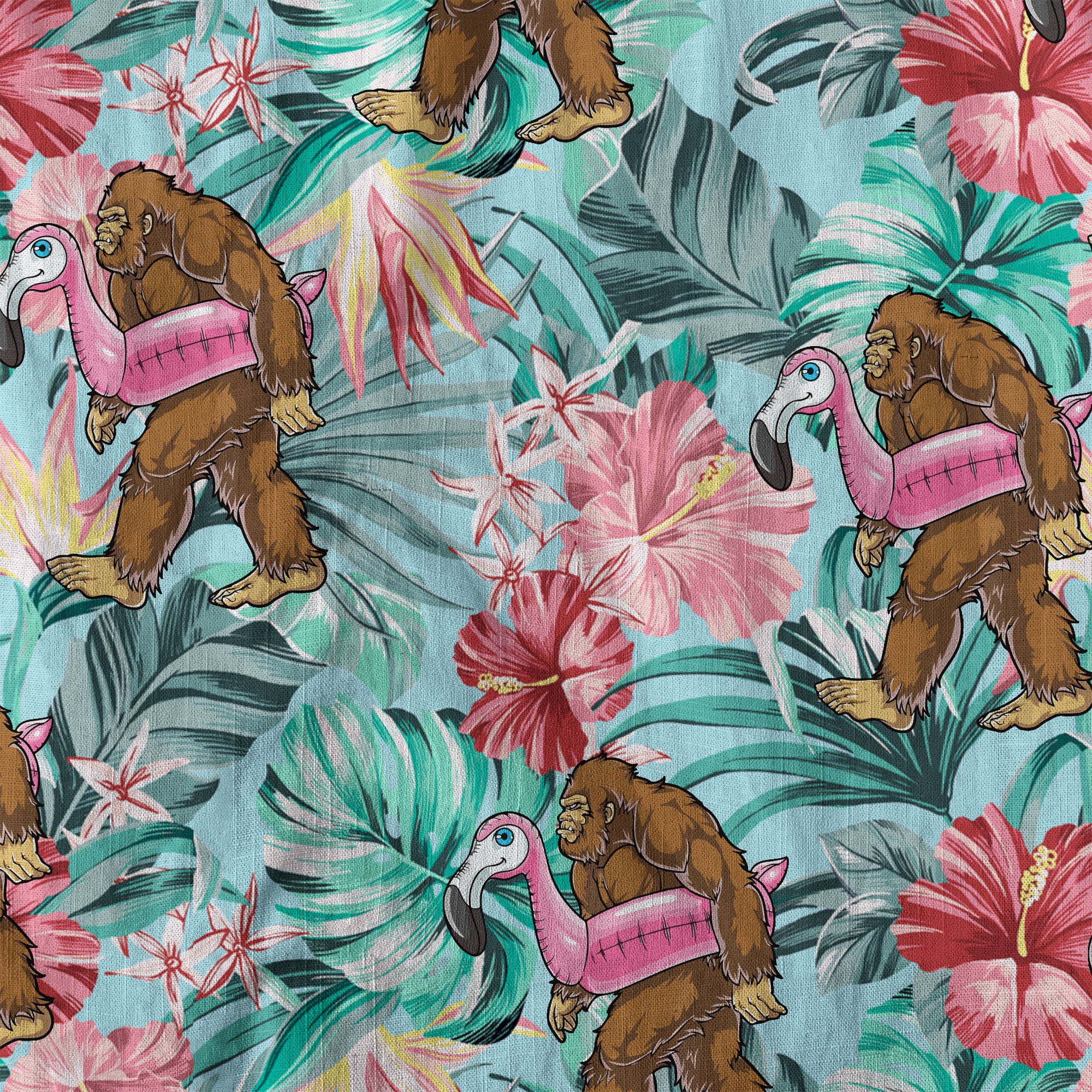 Bigfoot Tropical Hawaiian Shirt, Bigfoot Button-Up Shirt, Sasquatch Bigfoot Shirt, Summer Beach Shirt - The Palmix