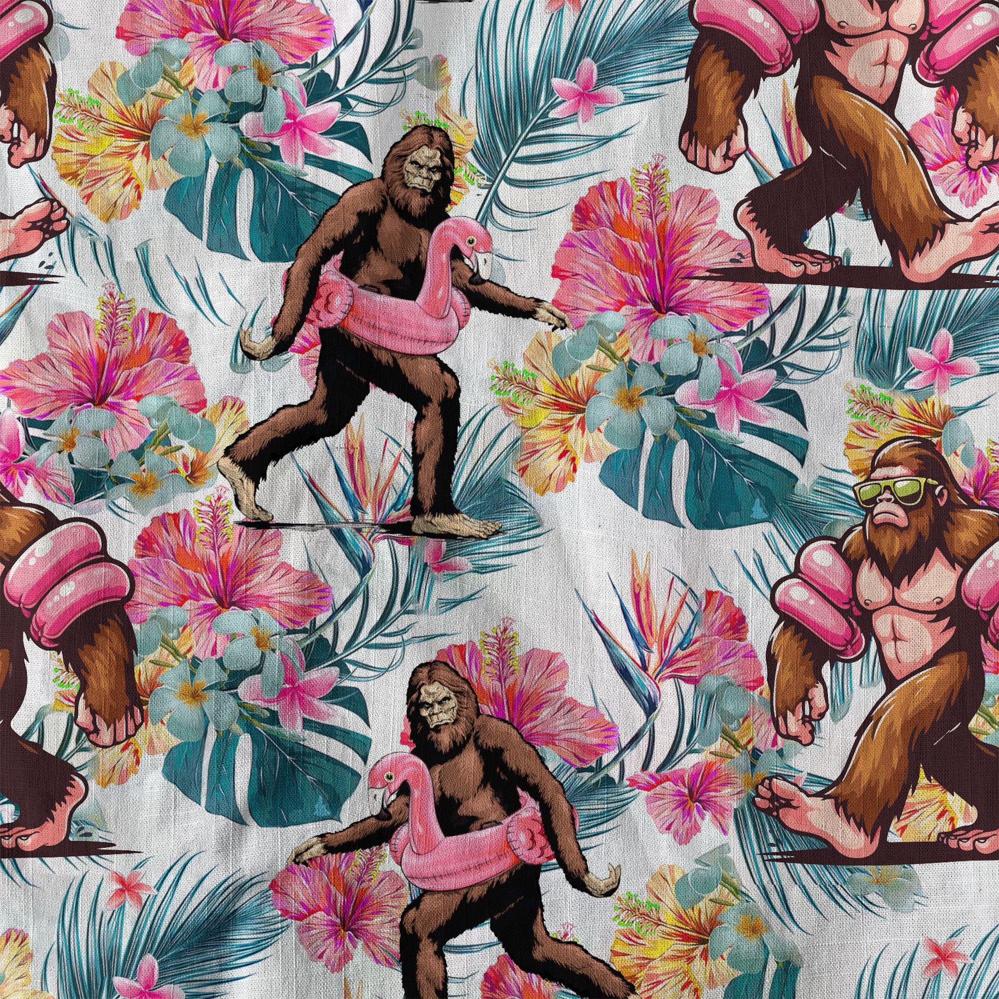 Bigfoot Tropical Hawaiian Shirt, Bigfoot Button-Up Shirt, Sasquatch Bigfoot Shirt, Summer Beach Shirt - The Palmix