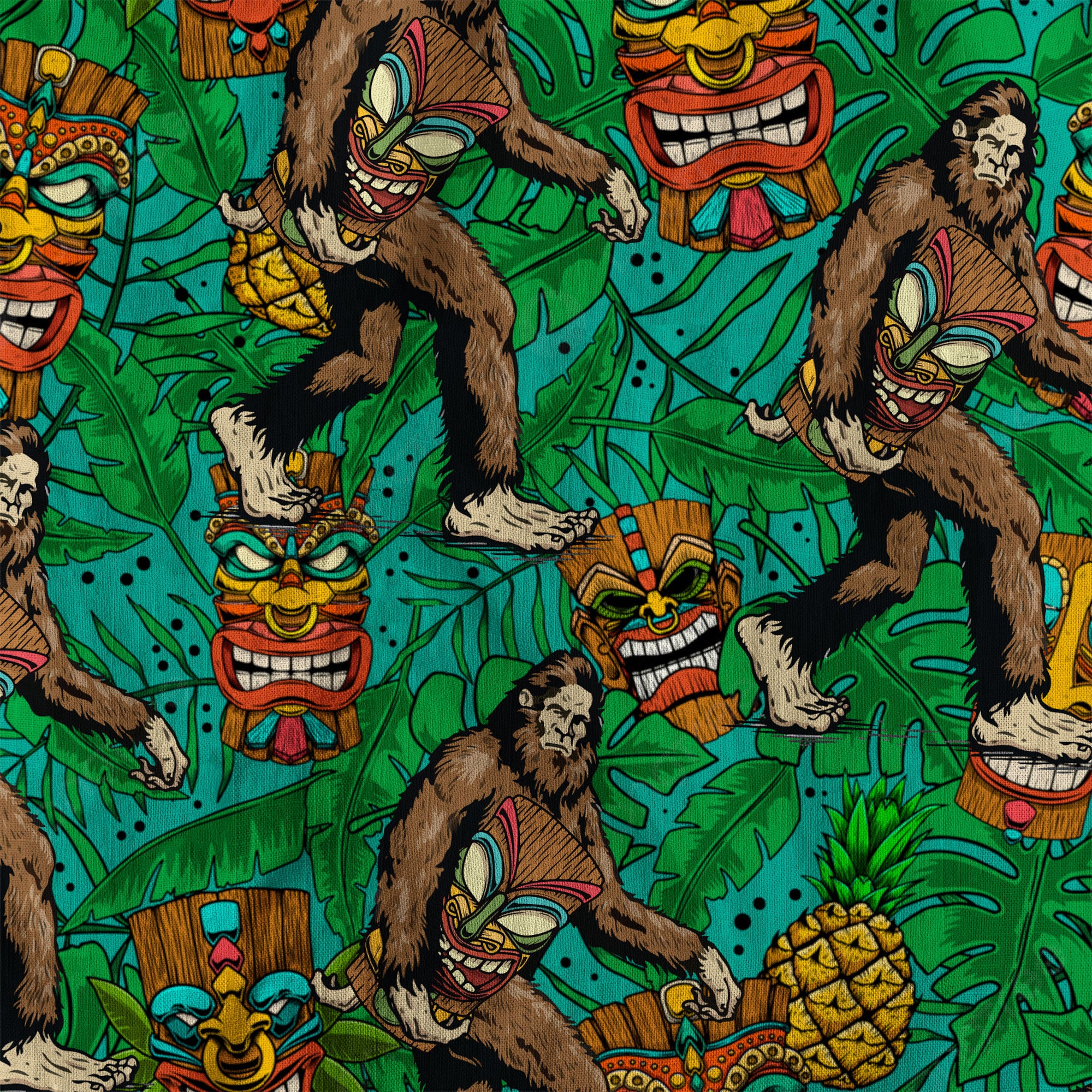 Tropical Bigfoot Hawaiian Shirt Men Women, Bigfoot Flamingo Hawaiian Shirt Summer Beach Aloha Short Sleeve Button Down - The Palmix