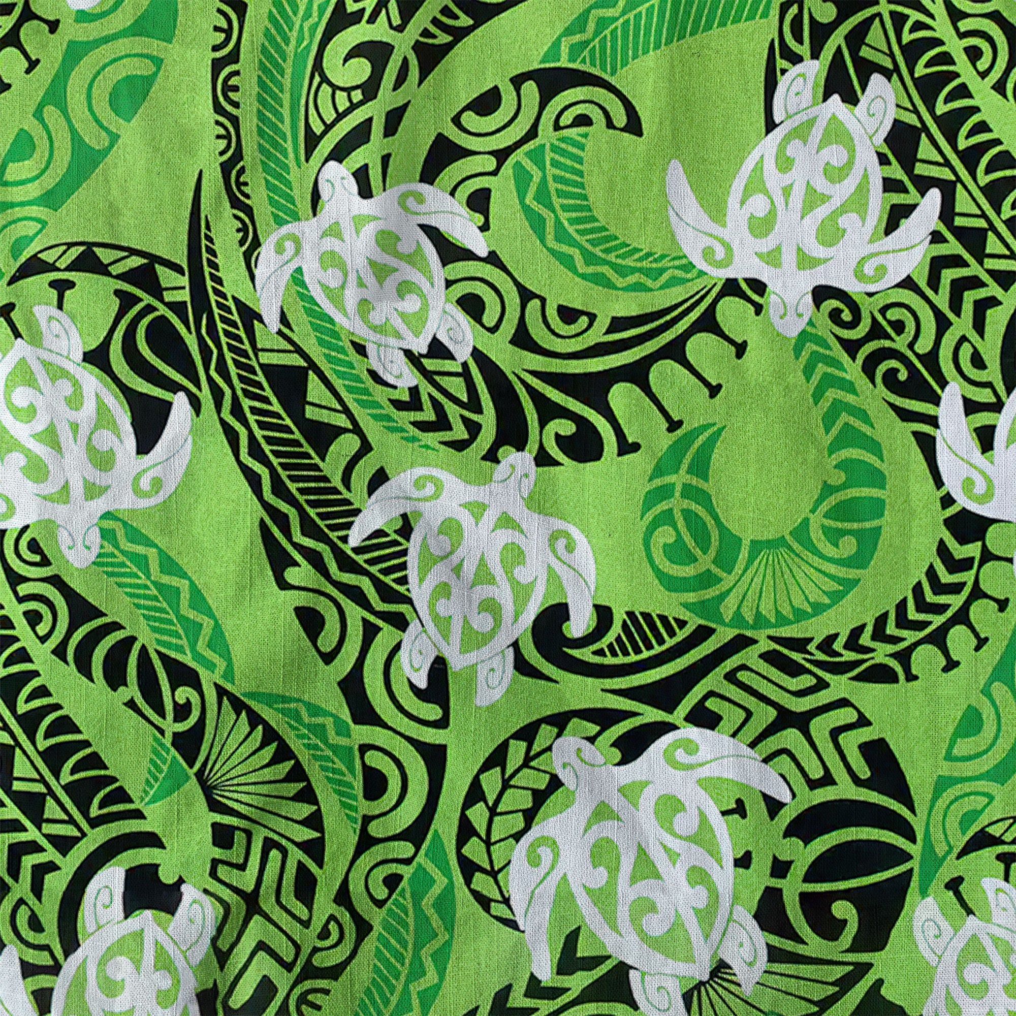 Turtle Floral Aloha Beach Shirt, Green Polynesian Ocean Turtle Shirt - The Palmix