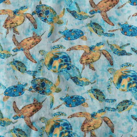 Turtle Floral Aloha Beach Shirt, Blue Ocean Turtle Hawaii Shirt - The Palmix