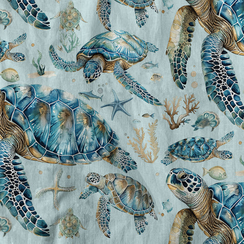 Blue Tribal Sea Turtle Hawaiian Shirt, Aloha Tropical Summer Beach Button Up Shirt - The Palmix