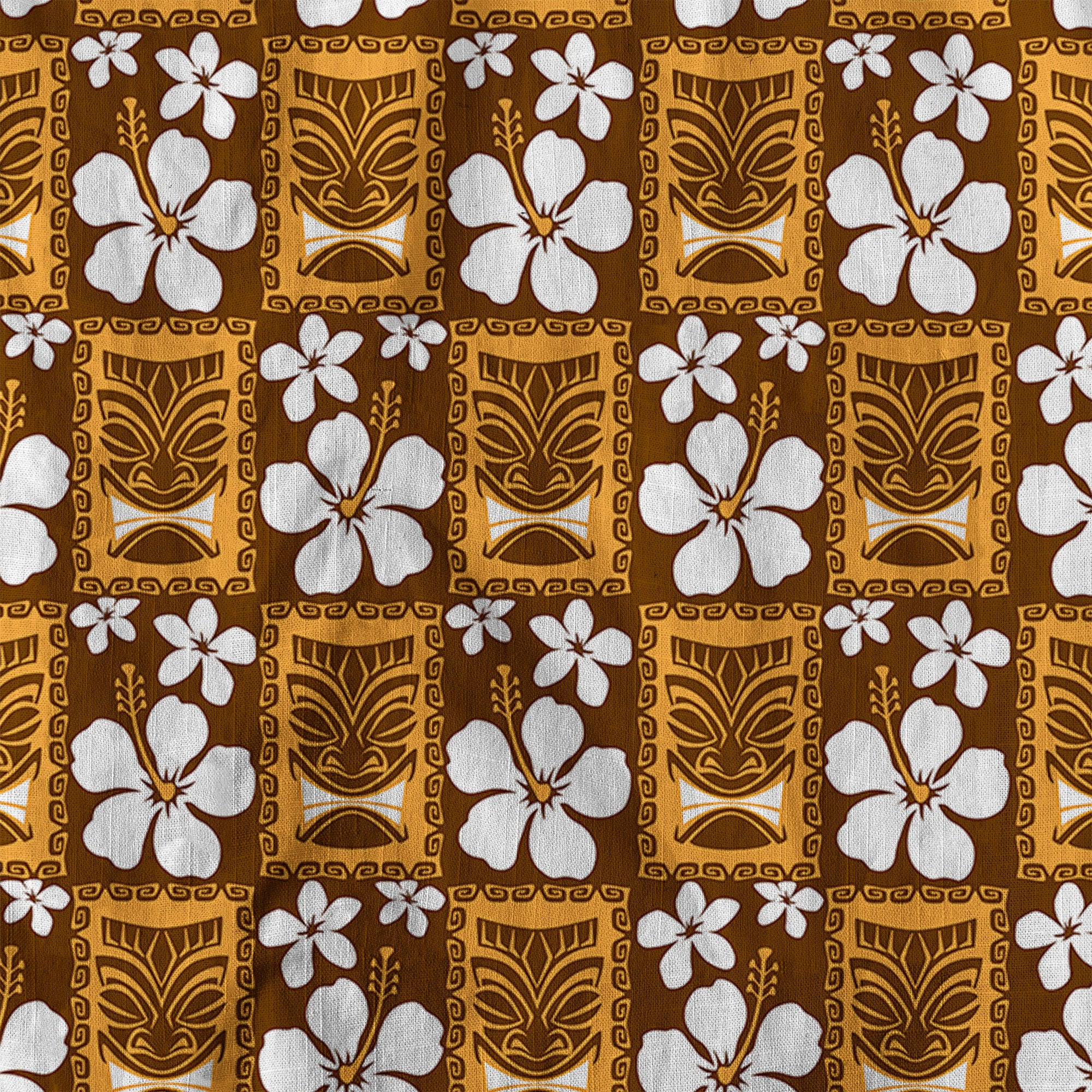 Tiki Mask Pattern Hawaiian Shirt, Tiki Floral Pattern Hawaii Shirt - The Palmix