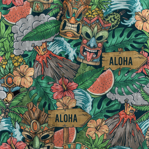 Tiki Mask Pattern Hawaiian Shirt, Aloha Floral Pattern Shirt - The Palmix