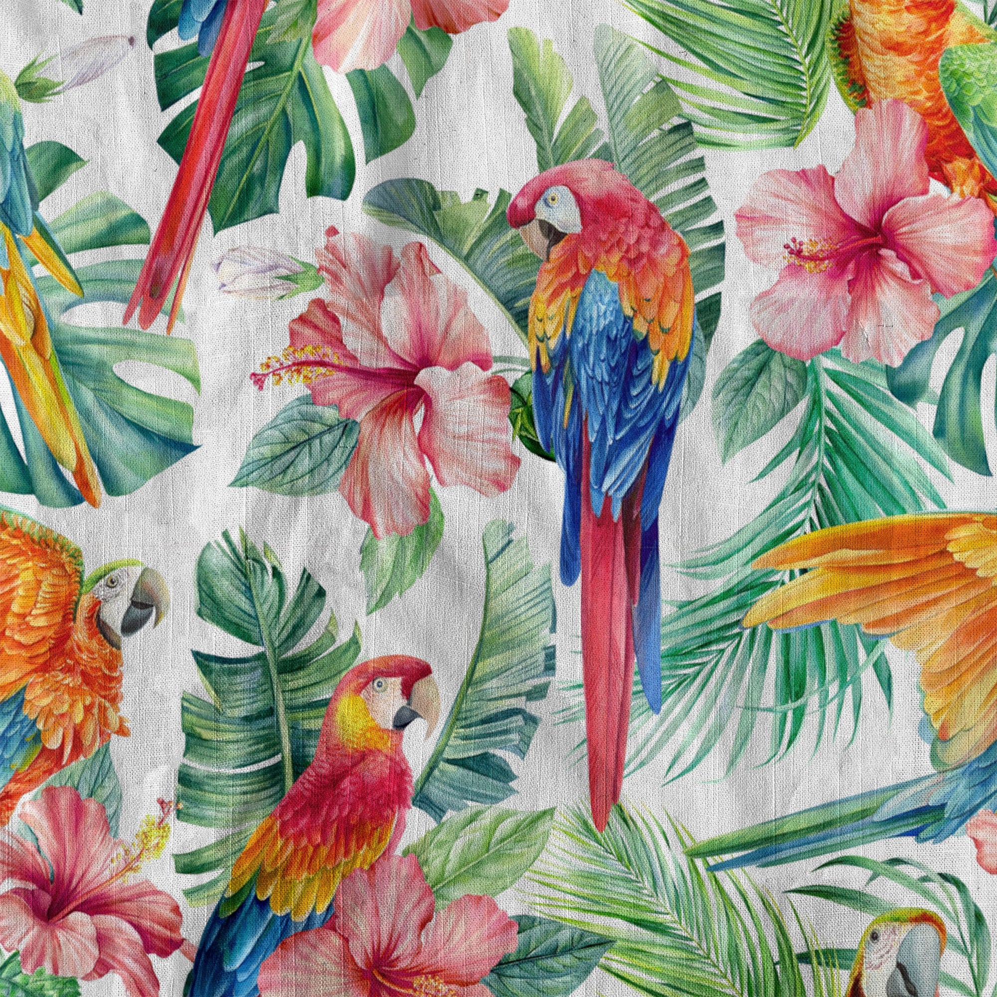 Floral Parrot Summer Beach Hawaiian Shirt, Colorful Parrot Flowers Pattern Hawaii Shirt - The Palmix