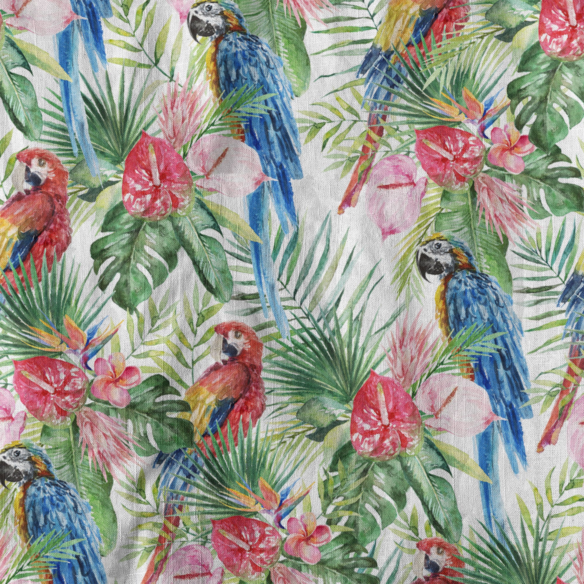 Tropical Parrot Summer Hawaiian Shirt, Colorful Parrot Flowers Pattern Hawaii Shirt - The Palmix