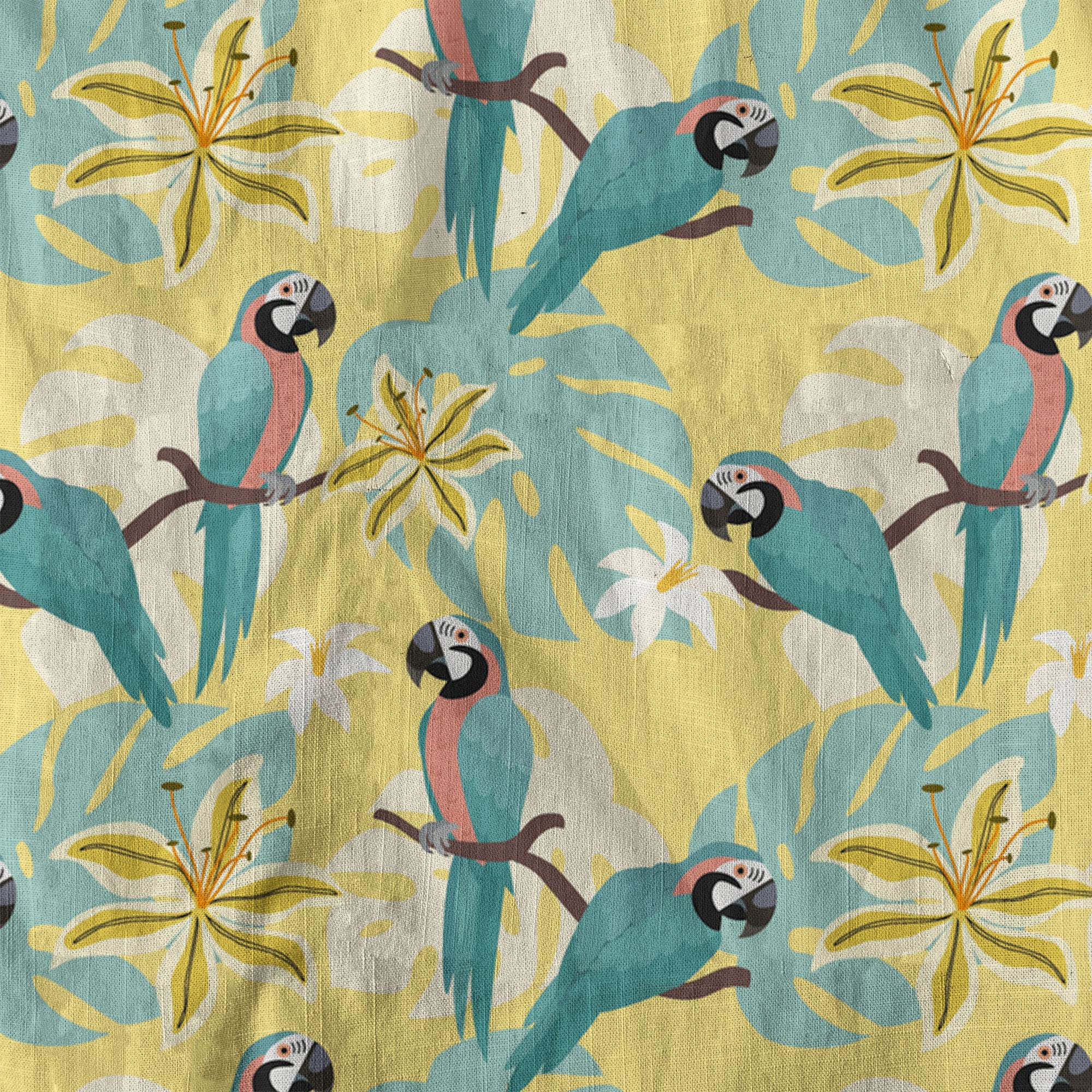Tropical Parrot Summer Hawaiian Button Down Shirt, Parrot Flowers Pattern Hawaii Shirt - The Palmix