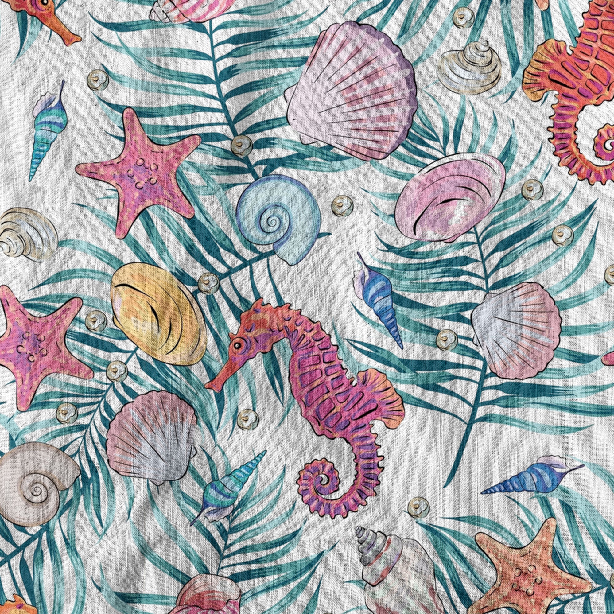Ocean Animals Women's Hawaiian Shirt, Ocean Aloha Hawaiian Print - The Palmix