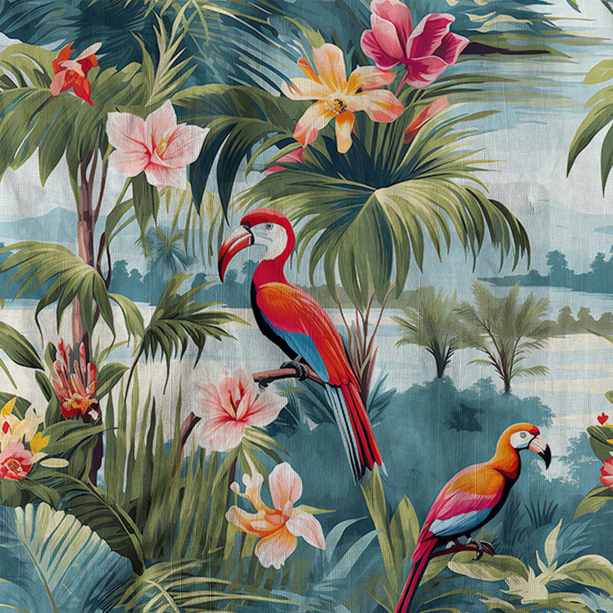 Retro Parrot Tropical Getaway Hibiscus Shirt, Hawaiian Vacation Outfit Aloha Hawaii Shirt - The Palmix