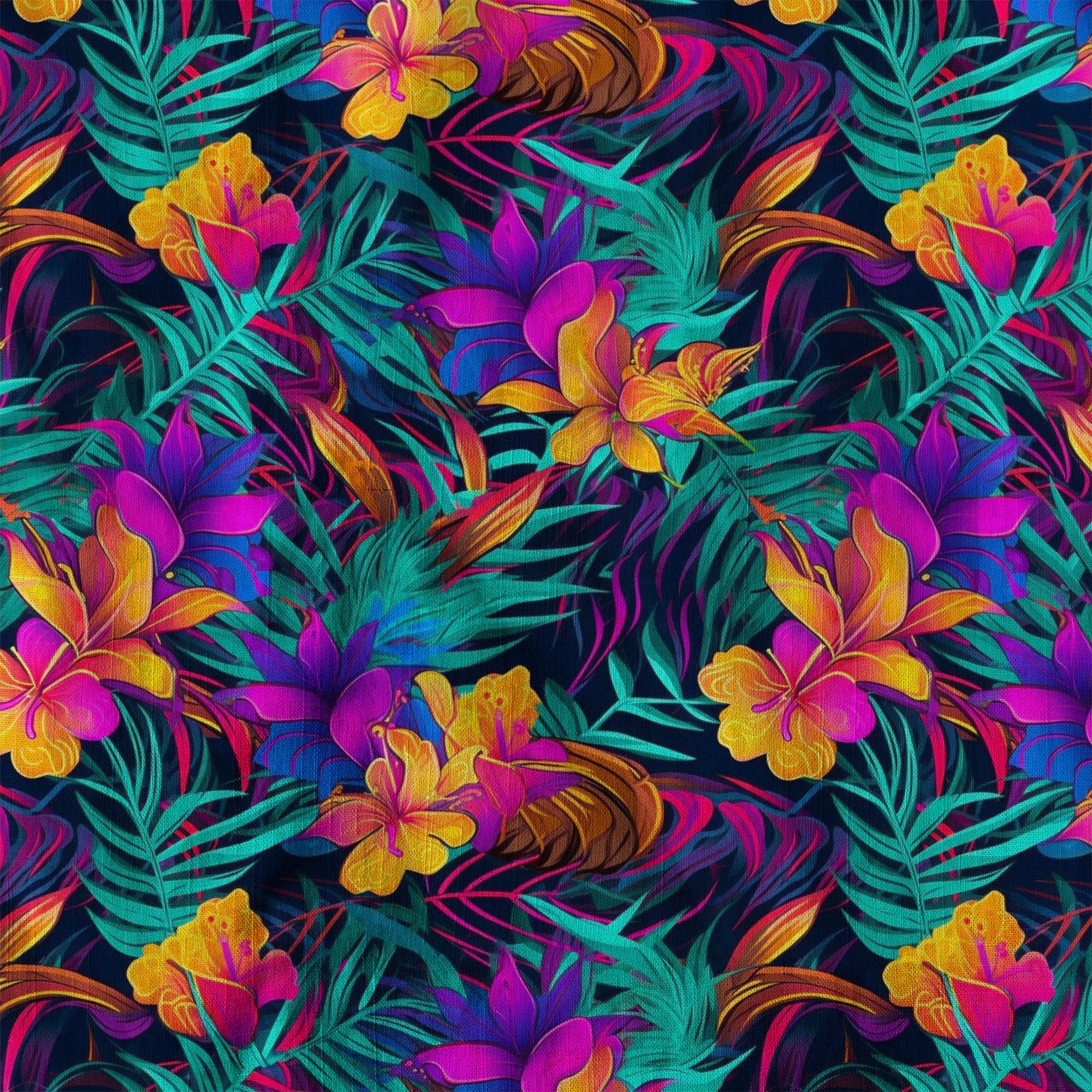 Vibrant Electric Tropical Hawaiian Shirt – Aloha Beach Pattern - The Palmix