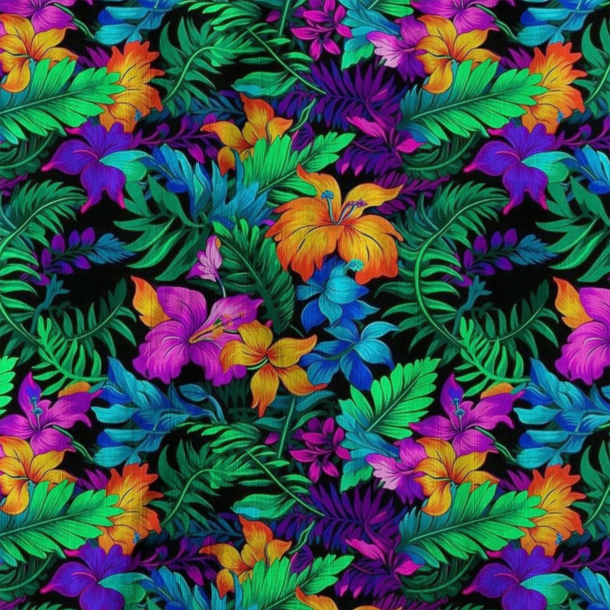 Tropical Sunset Surf & Palm Hawaiian Shirt – Vibrant Island Look – Electric Beach Pattern Aloha Hawaii Shirt - The Palmix