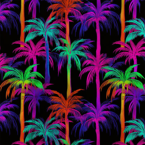 Tropical Sunset Surf & Palm Hawaiian Shirt – Vibrant Island Look – Electric Beach Pattern Aloha Hawaii Shirt - The Palmix