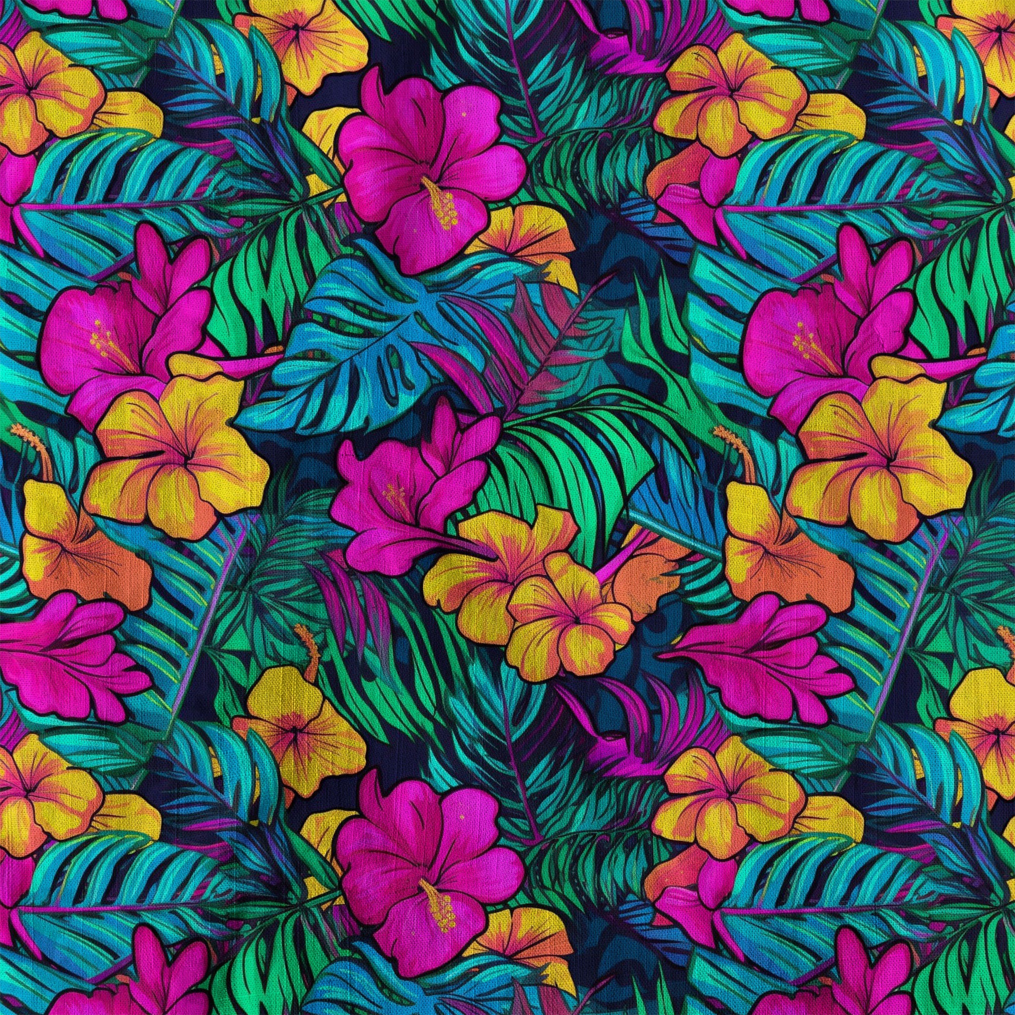 Electric Jungle Paradise Hawaiian Shirt, Colorful Tropical Beach Aloha Shirt - The Palmix