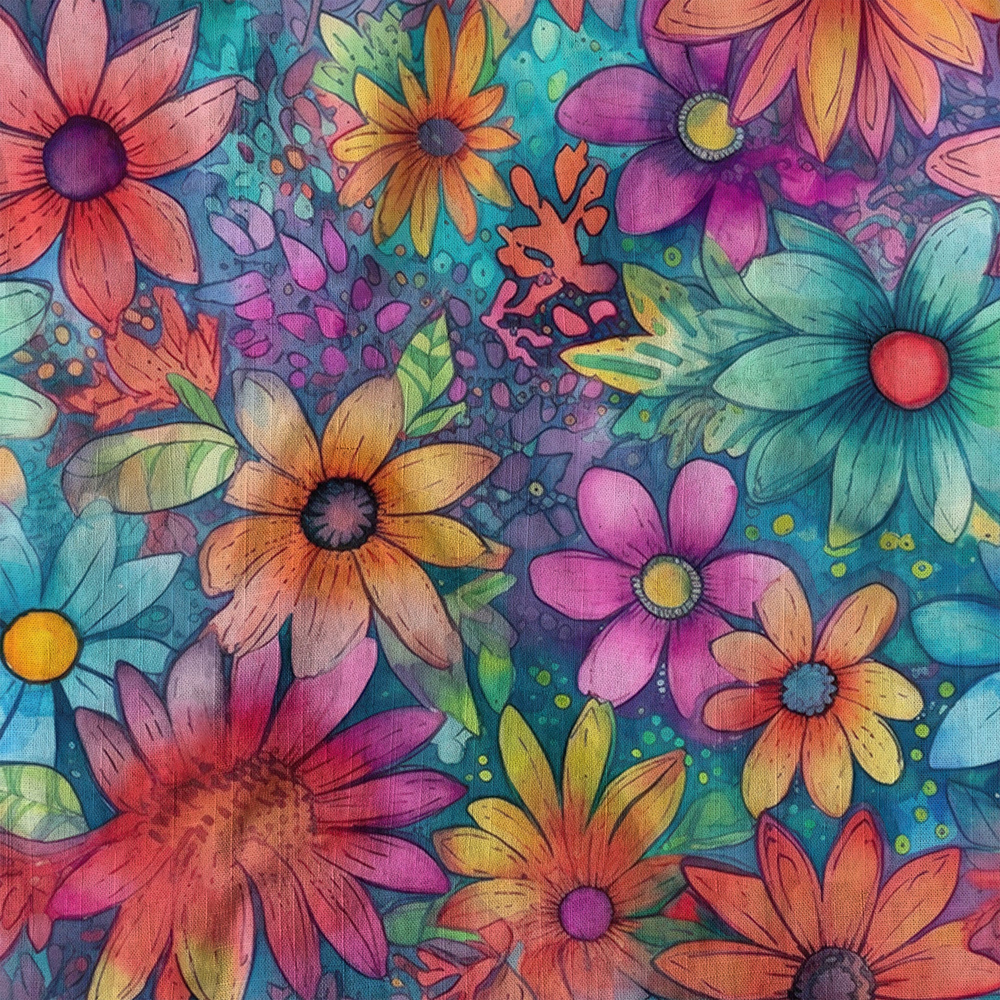 Colorful Hippie Flowers Patterns Hawaii Shirt, Groovy Floral Pattern Hawaiian Shirt for Men Women - The Palmix