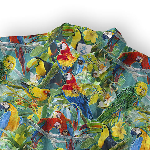 Parrot Lovers Hawaiian Shirts for Men - Tropical Summer Button Down Mens Hawaiian Shirts - The Palmix