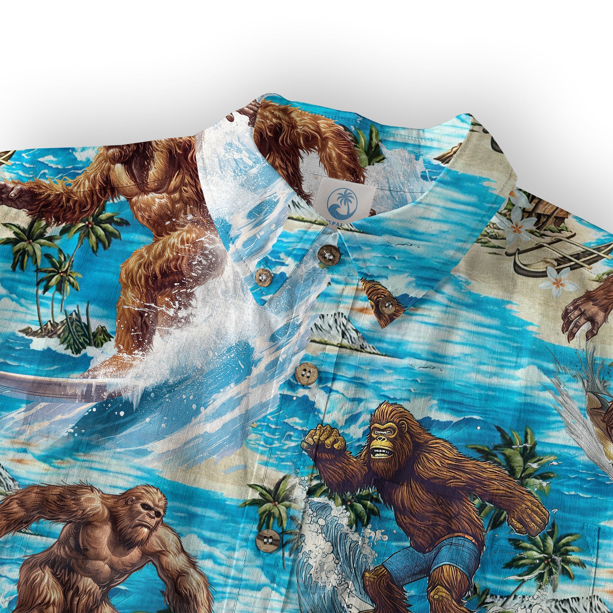 Bigfoot Men's Aloha Hawaiian Shirt, Funny Sasquatch Unisex Short Sleeve Button Shirt - The Palmix