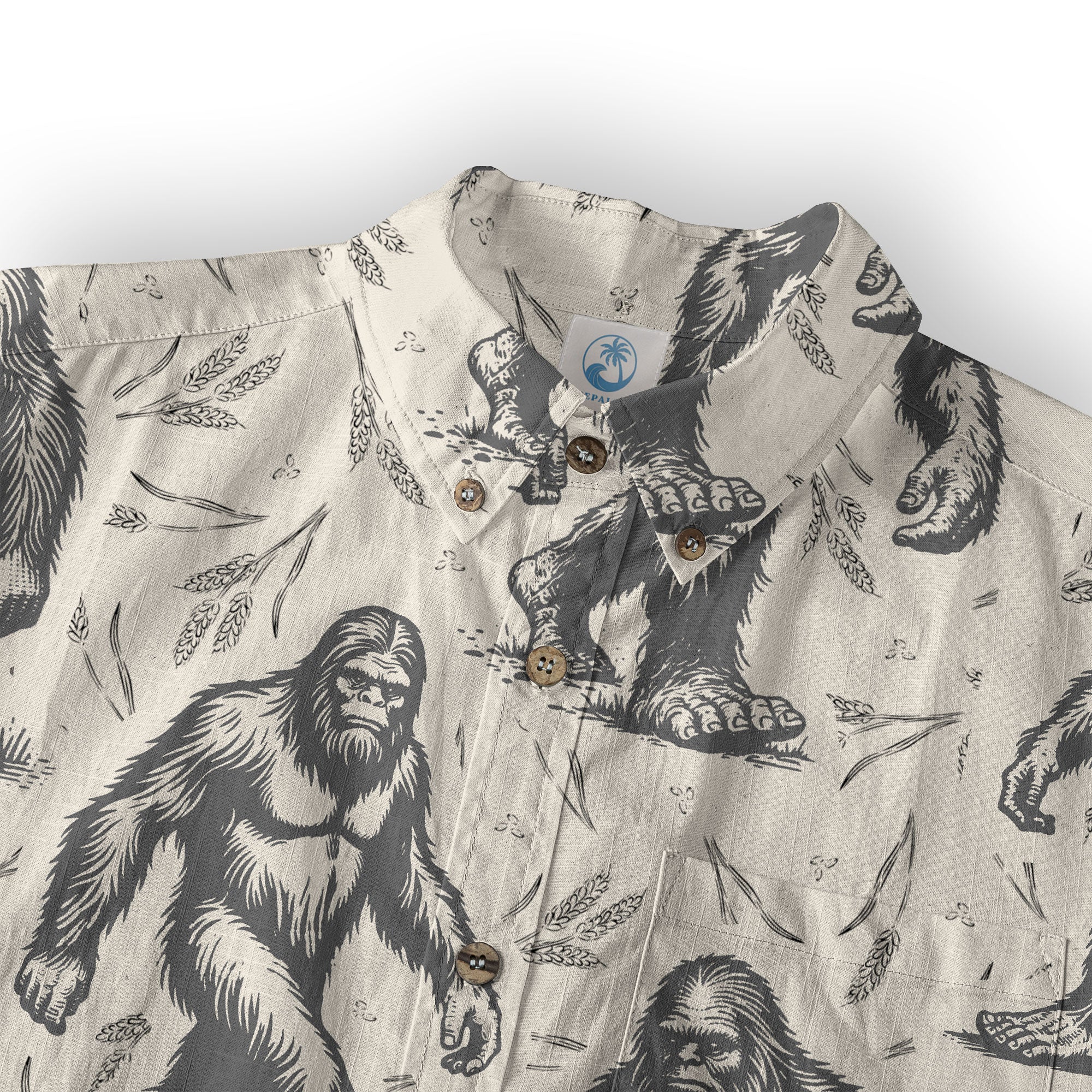 Bigfoot Men's Aloha Hawaiian Shirt, Funny Sasquatch Unisex Short Sleeve Button Shirt - The Palmix