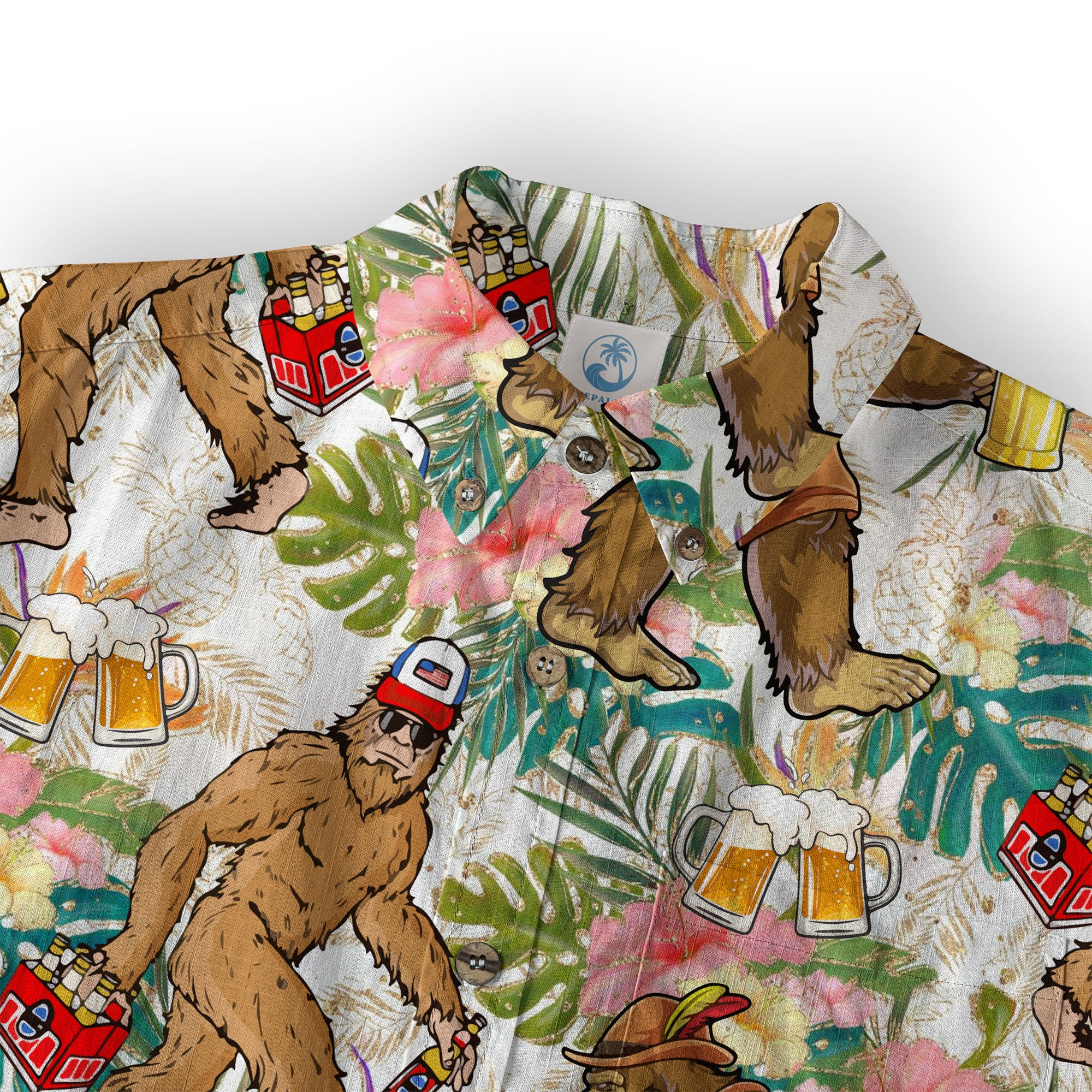 Bigfoot Beer Hawaiian Shirt, Tropical Beer Hawaiian Shirt Casual Button Down Short Sleeve Shirt - The Palmix