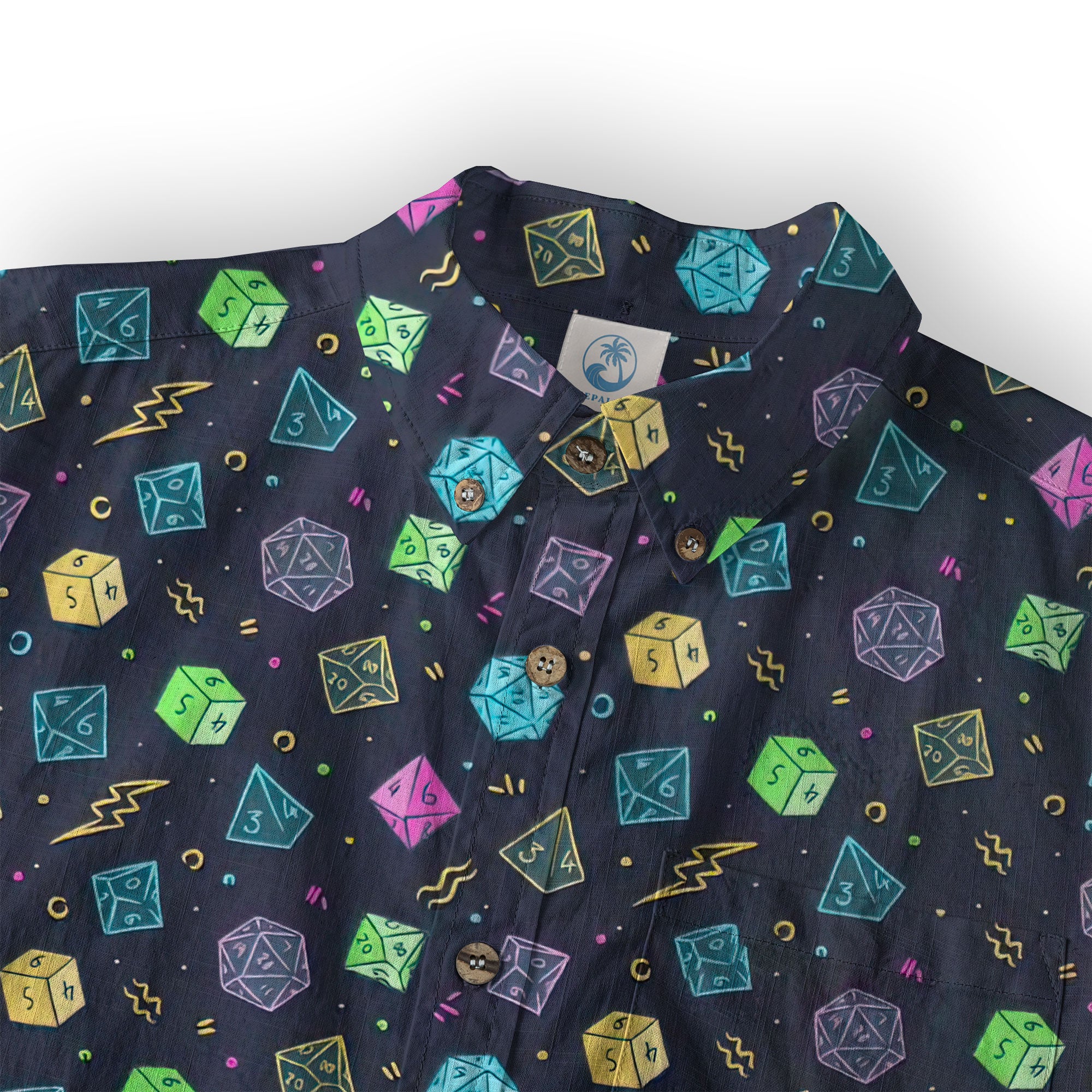 DnD Hawaii Shirt, Dice Print Hawaii Shirt, Dungeon Master Gift, Roleplaying Game Aloha Hawaii Shirt - The Palmix