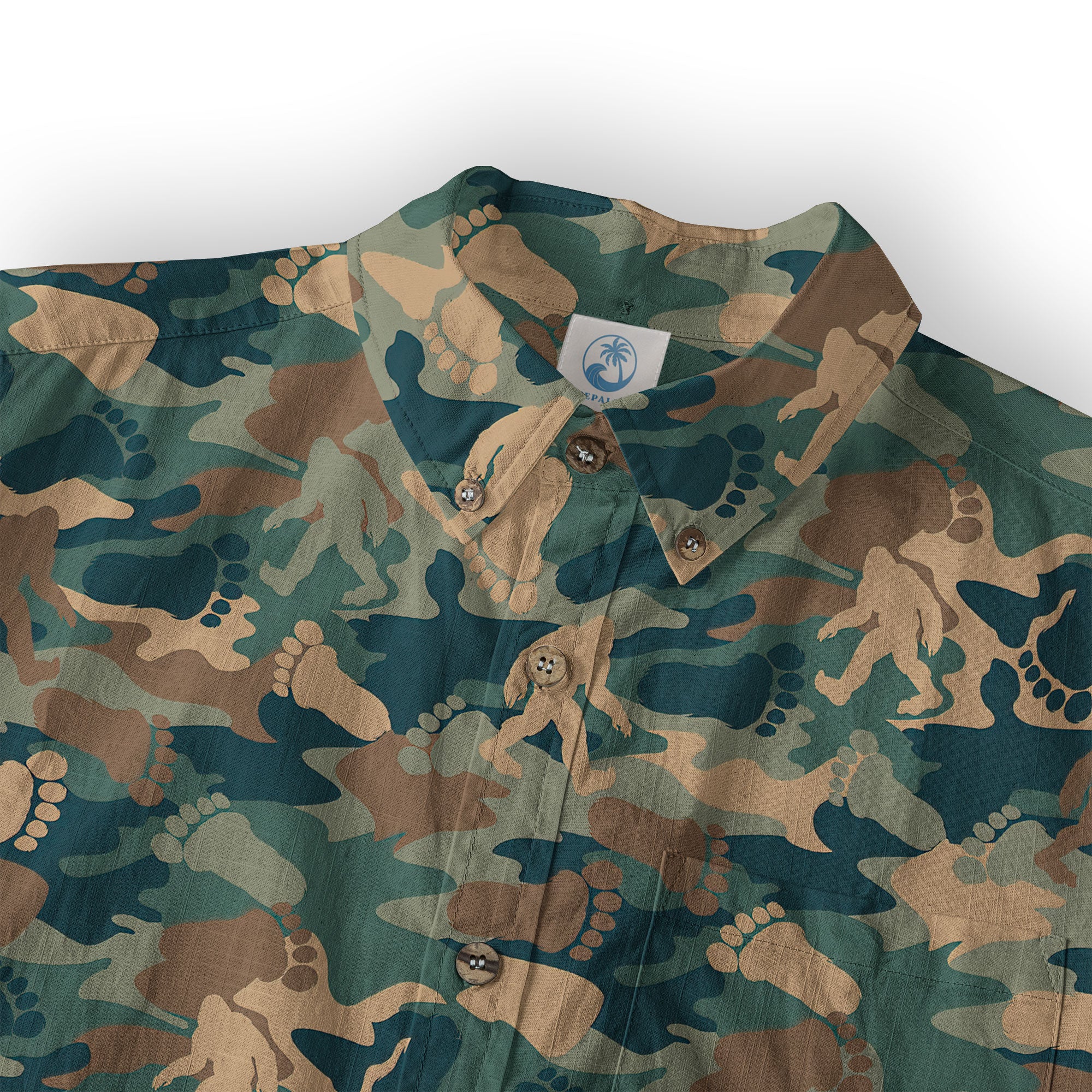 Camo Bigfoot Hawaiian Shirt Men Women, Hibiscus Bigfoot Sasquatch Hawaiian Shirt, Bigfoot Summer Beach Aloha Short Sleeve Button Down - The Palmix