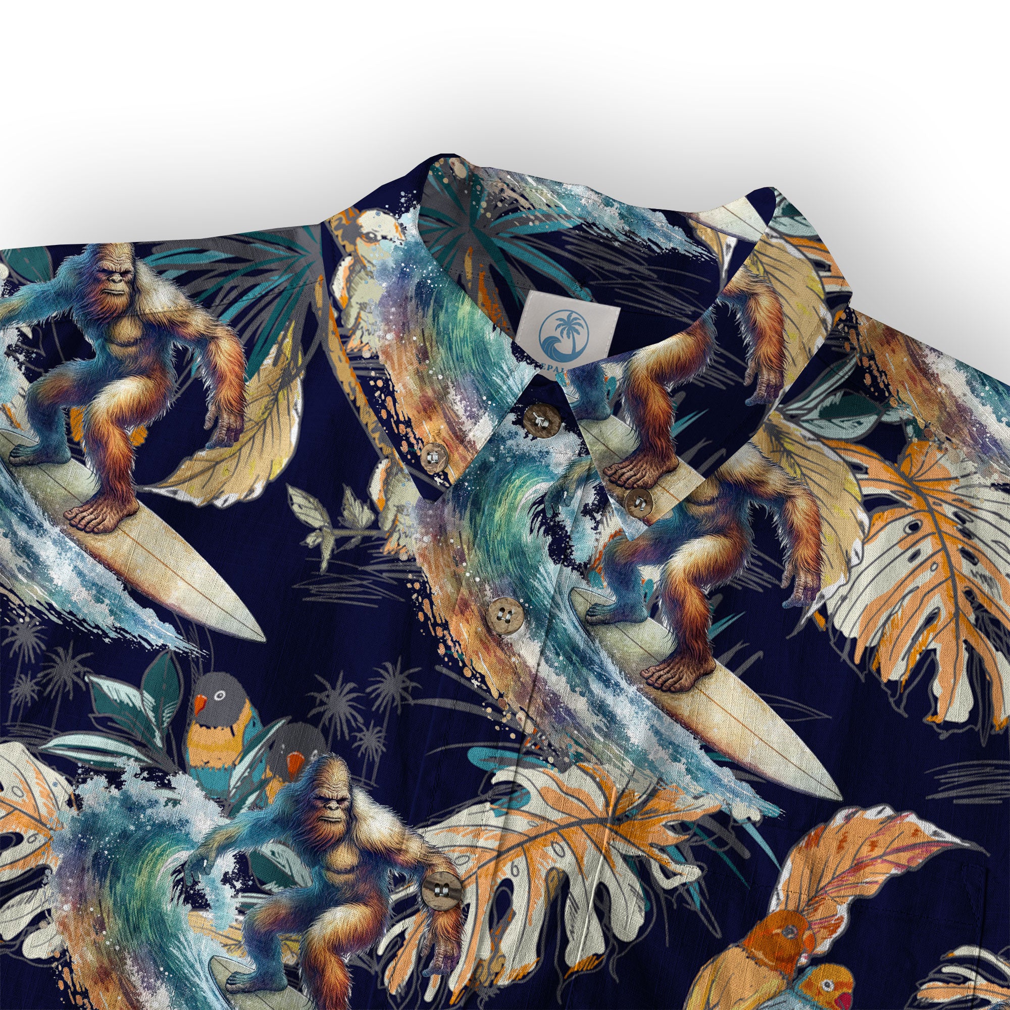 Camo Bigfoot Hawaiian Shirt Men Women, Hibiscus Bigfoot Sasquatch Hawaiian Shirt, Bigfoot Summer Beach Aloha Short Sleeve Button Down - The Palmix