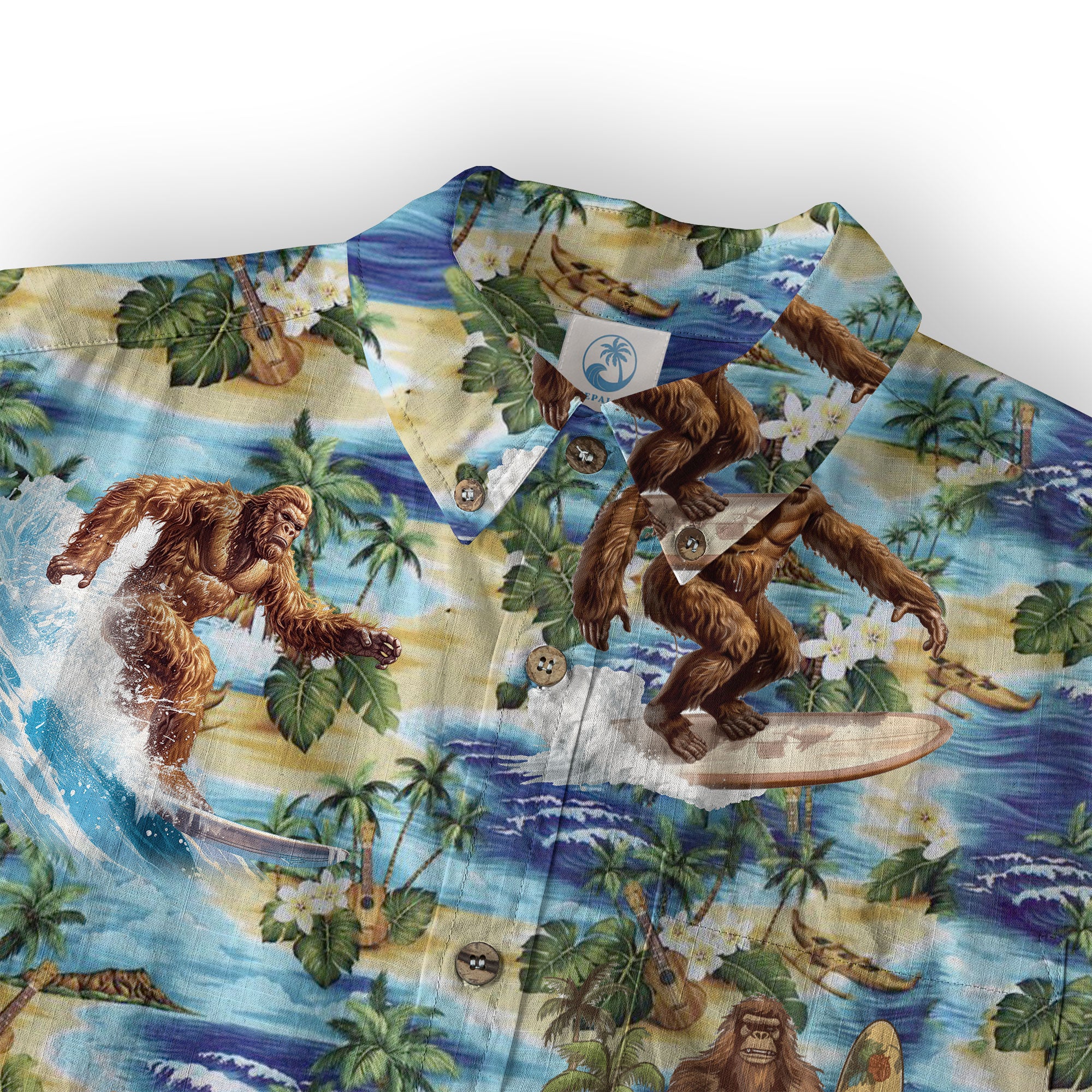 Bigfoot Tropical Hawaiian Shirt, Bigfoot Button-Up Shirt, Sasquatch Bigfoot Shirt, Summer Beach Shirt - The Palmix
