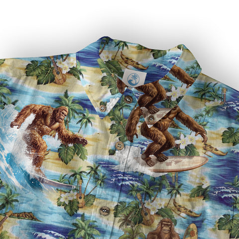 Bigfoot Tropical Hawaiian Shirt, Bigfoot Button-Up Shirt, Sasquatch Bigfoot Shirt, Summer Beach Shirt - The Palmix
