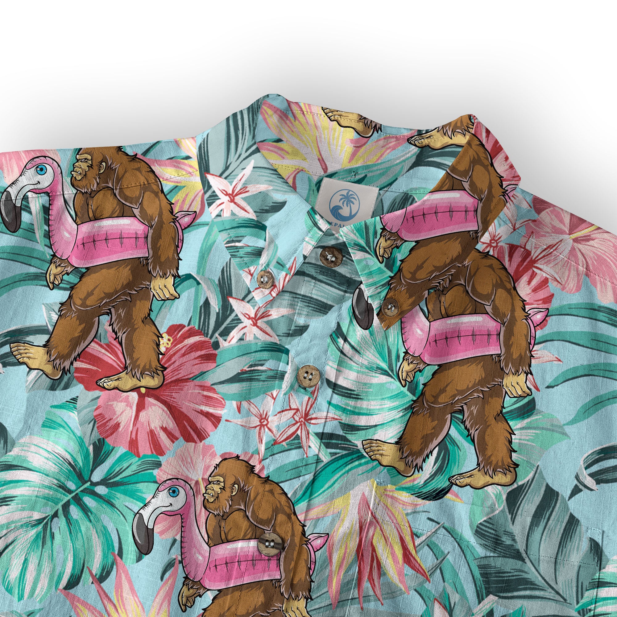 Bigfoot Tropical Hawaiian Shirt, Bigfoot Button-Up Shirt, Sasquatch Bigfoot Shirt, Summer Beach Shirt - The Palmix