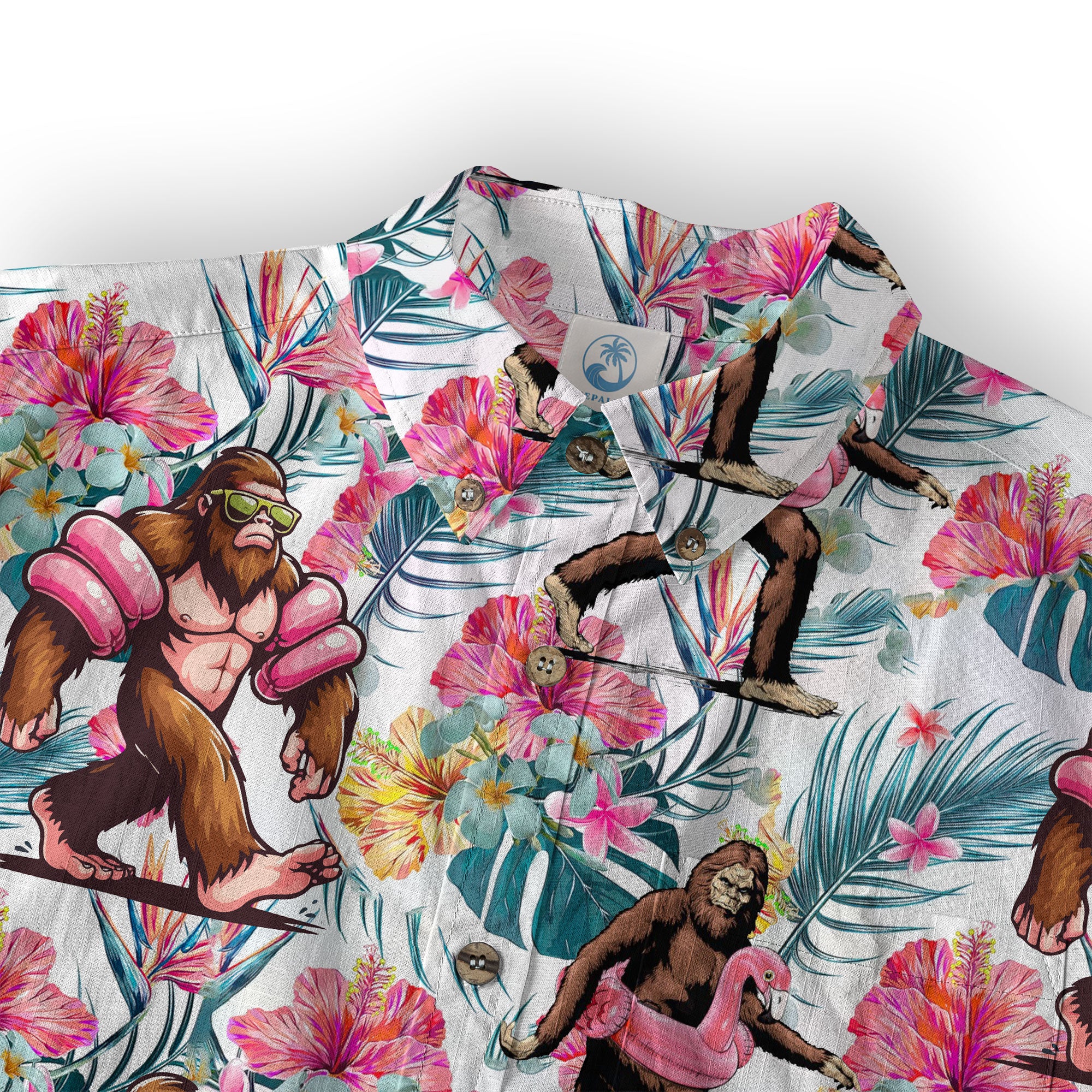 Bigfoot Tropical Hawaiian Shirt, Bigfoot Button-Up Shirt, Sasquatch Bigfoot Shirt, Summer Beach Shirt - The Palmix