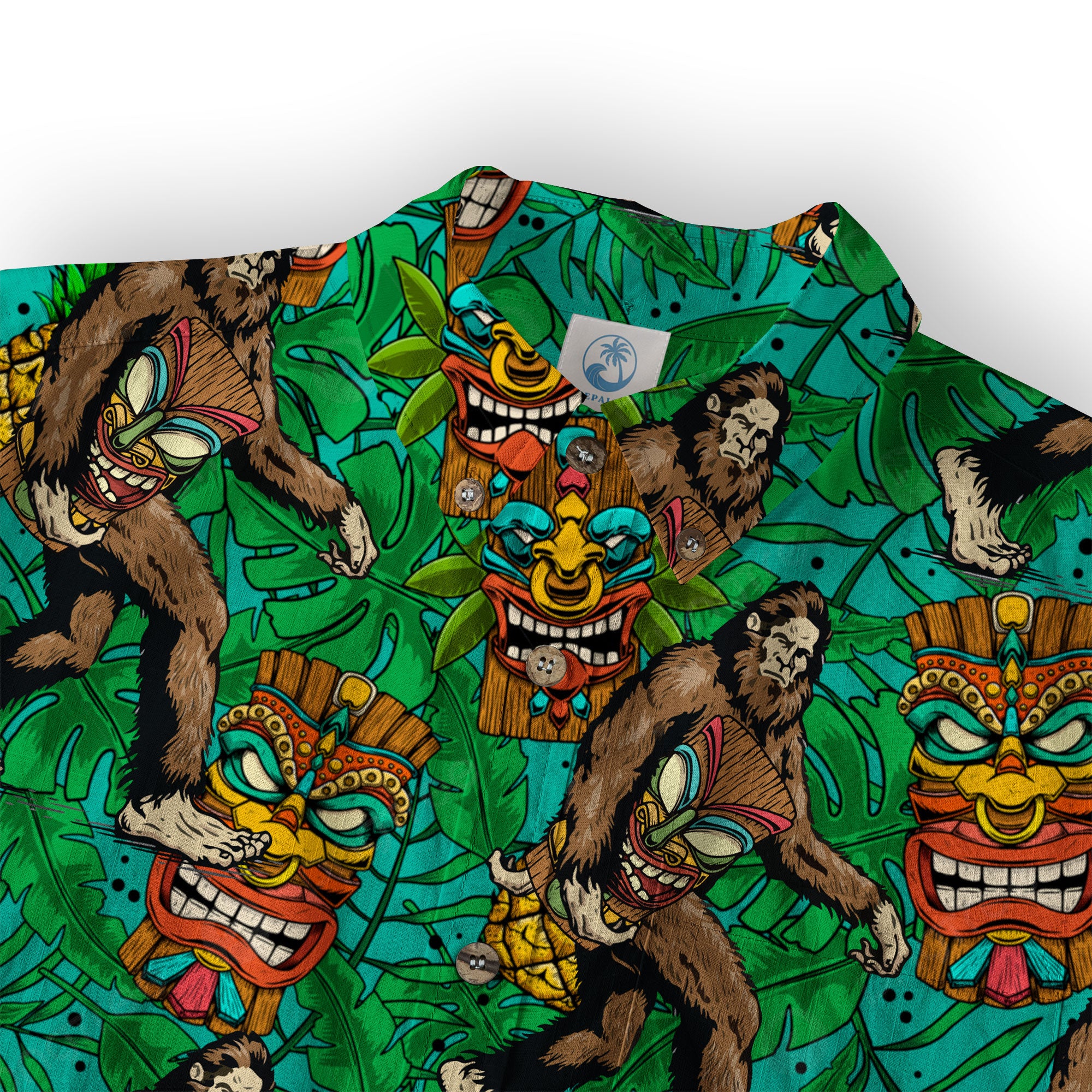 Tropical Bigfoot Hawaiian Shirt Men Women, Bigfoot Flamingo Hawaiian Shirt Summer Beach Aloha Short Sleeve Button Down - The Palmix