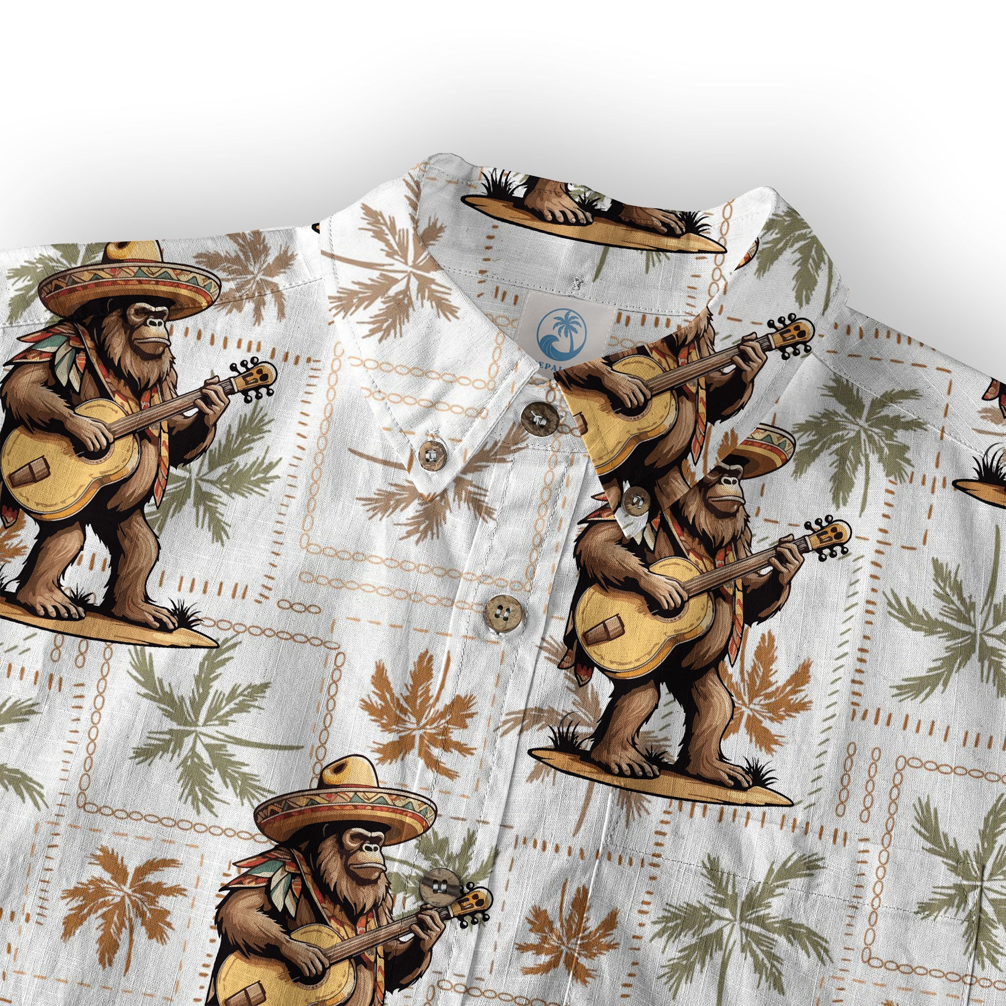 Tropical Bigfoot Hawaiian Shirt Men Women, Bigfoot Flamingo Hawaiian Shirt Summer Beach Aloha Short Sleeve Button Down - The Palmix