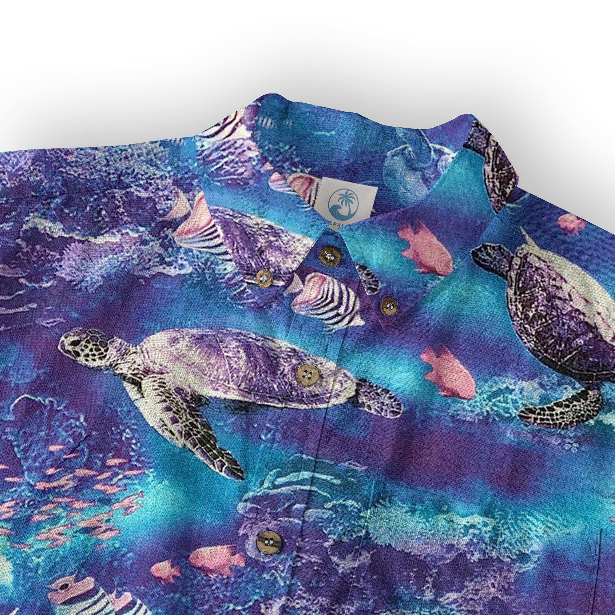 Turtle Mens Hawaiian Shirt, Turtle Casual Button Down Short Sleeve Aloha Hawaii Shirt - The Palmix