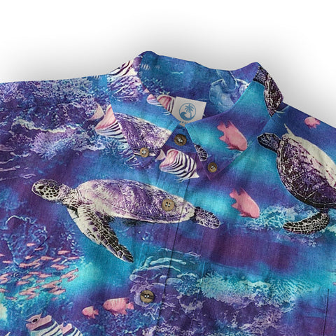 Turtle Mens Hawaiian Shirt, Turtle Casual Button Down Short Sleeve Aloha Hawaii Shirt - The Palmix