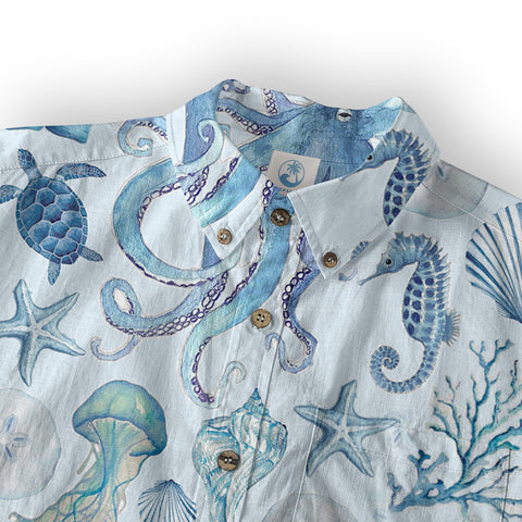 Turtle Hawaiian Shirt for Men, Ocean Animals Hawaiian Shirt - The Palmix