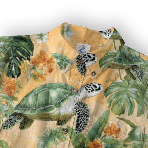 Tropical Turtle Hawaiian Shirts for Men Women, Sea Turtle Aloha Summer Beach Shirt - The Palmix