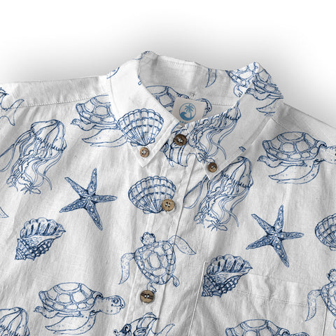Sea Turtle Hawaiian Shirt, Aloha Summer Beach Button Up Shirt - The Palmix