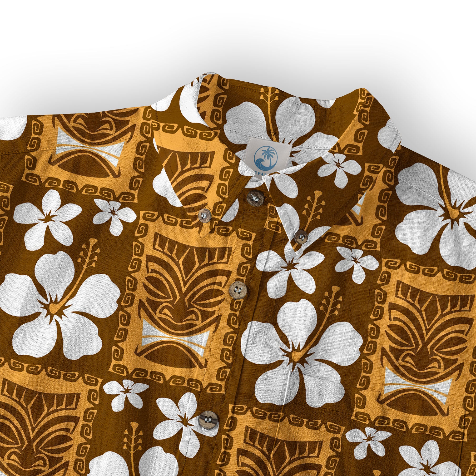 Tiki Mask Hawaiian Shirt for Men, Polynesian Hawaiian Button Down Aloha Shirt