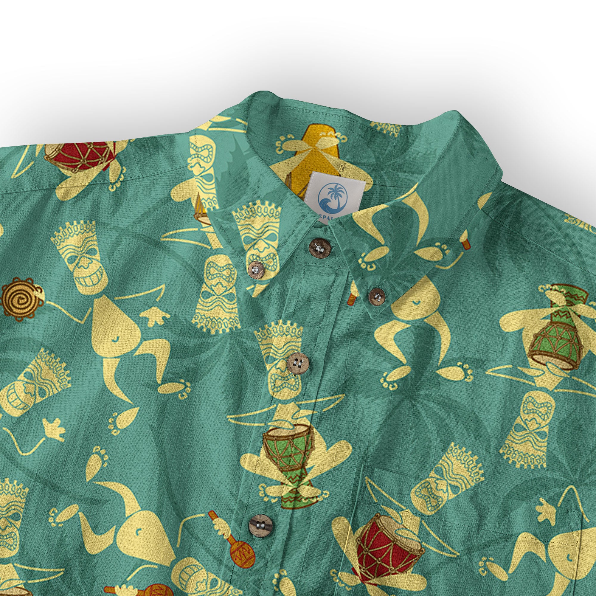 Tiki Mask Pattern Hawaiian Shirt, Tiki Floral Pattern Hawaii Shirt - The Palmix