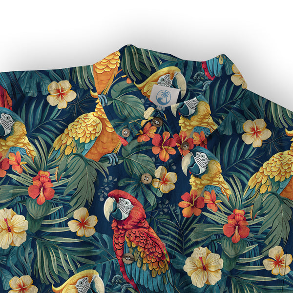 Floral Parrot Summer Beach Hawaiian Shirt, Colorful Parrot Flowers Pattern Hawaii Shirt - The Palmix