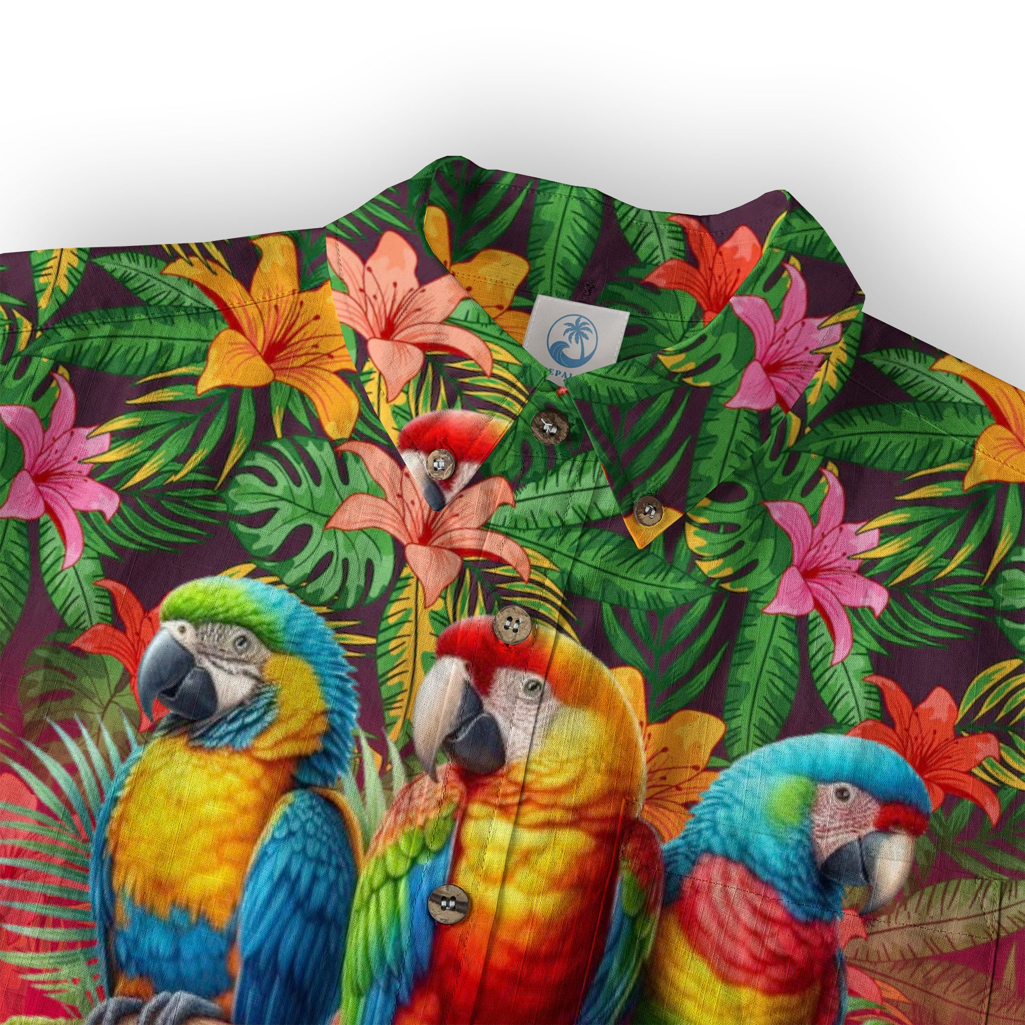 Colorful Parrot Hawaiian Shirt for Men, Parrot Funny Button Down Shirt - The Palmix
