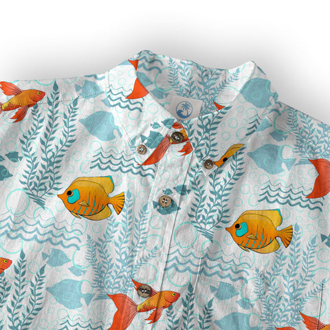 Sea Ocean Animals Women's Hawaiian Shirt, Ocean Fish Print - The Palmix