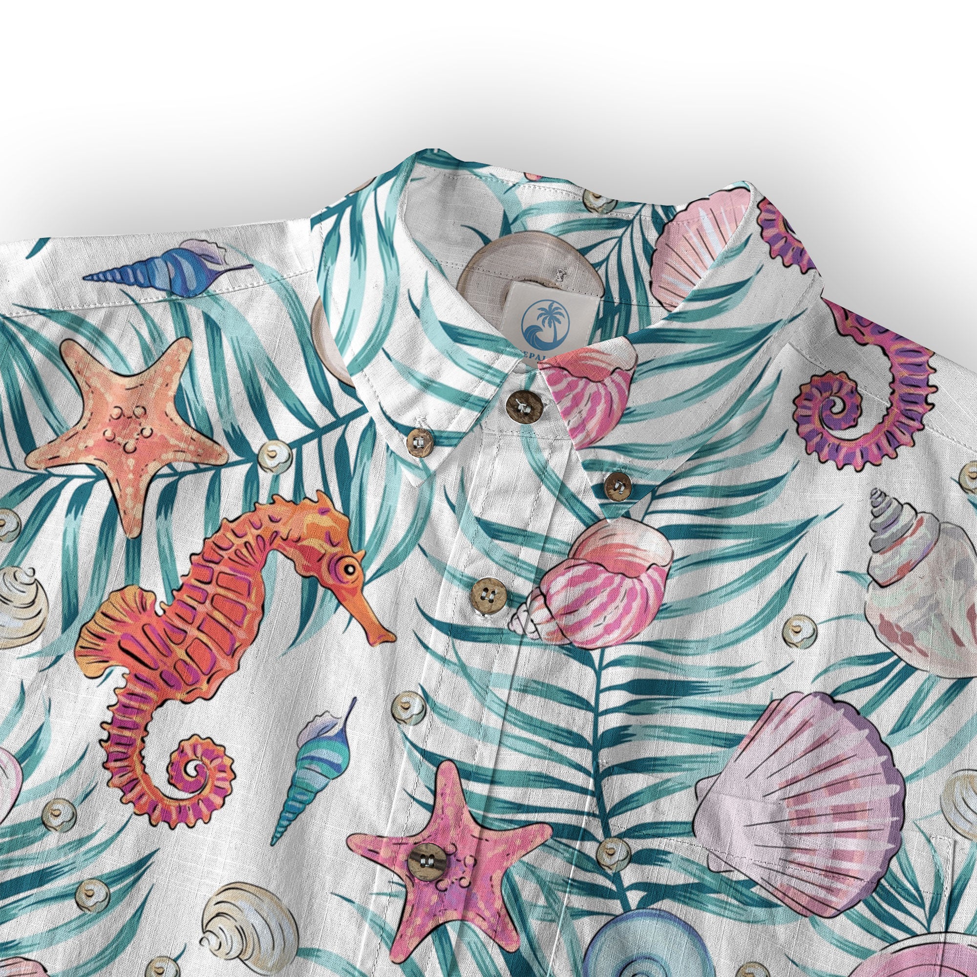 Ocean Animals Women's Hawaiian Shirt, Ocean Aloha Hawaiian Print - The Palmix