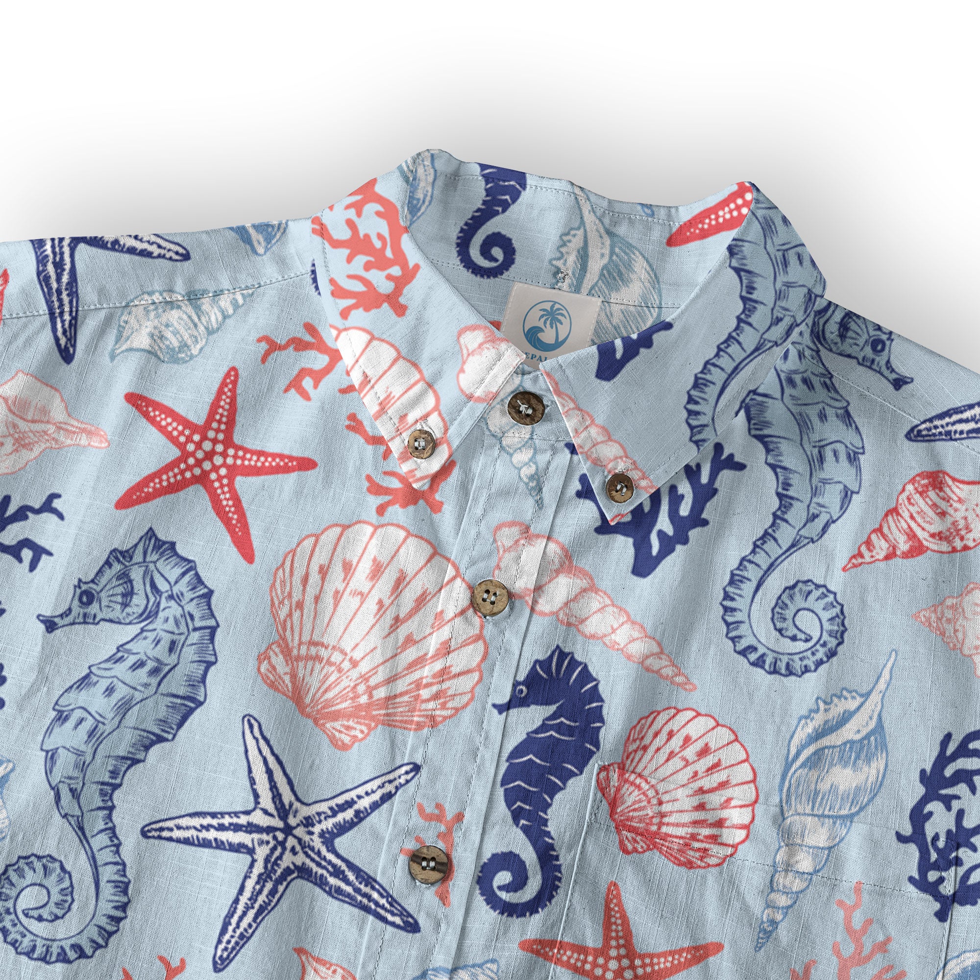 Ocean Animals Women's Hawaiian Shirt, Ocean Aloha Hawaiian Print - The Palmix