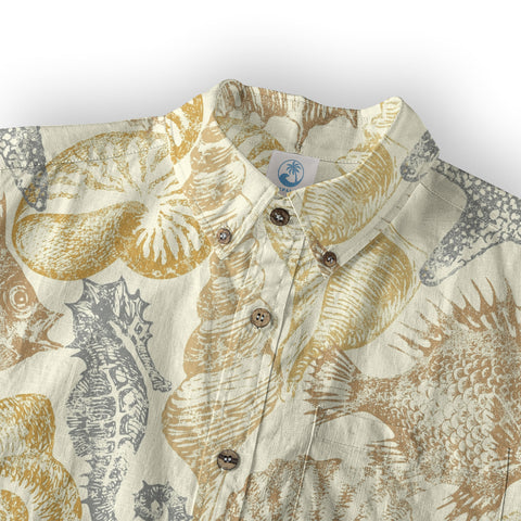 Ocean Animals Women's Hawaiian Shirt, Ocean Aloha Hawaiian Print - The Palmix