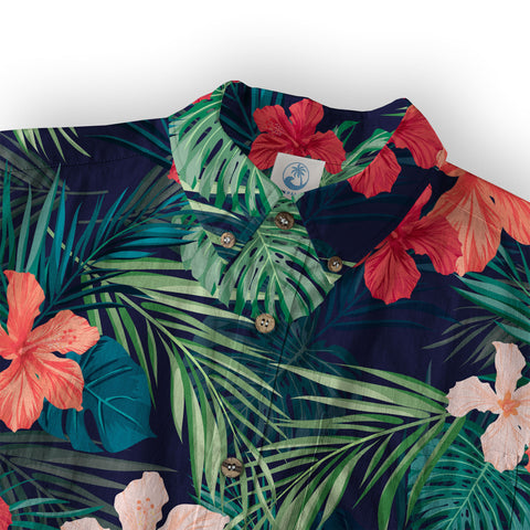 Floral Pattern Hawaii Shirt, Hibiscus Flower Shirt - The Palmix