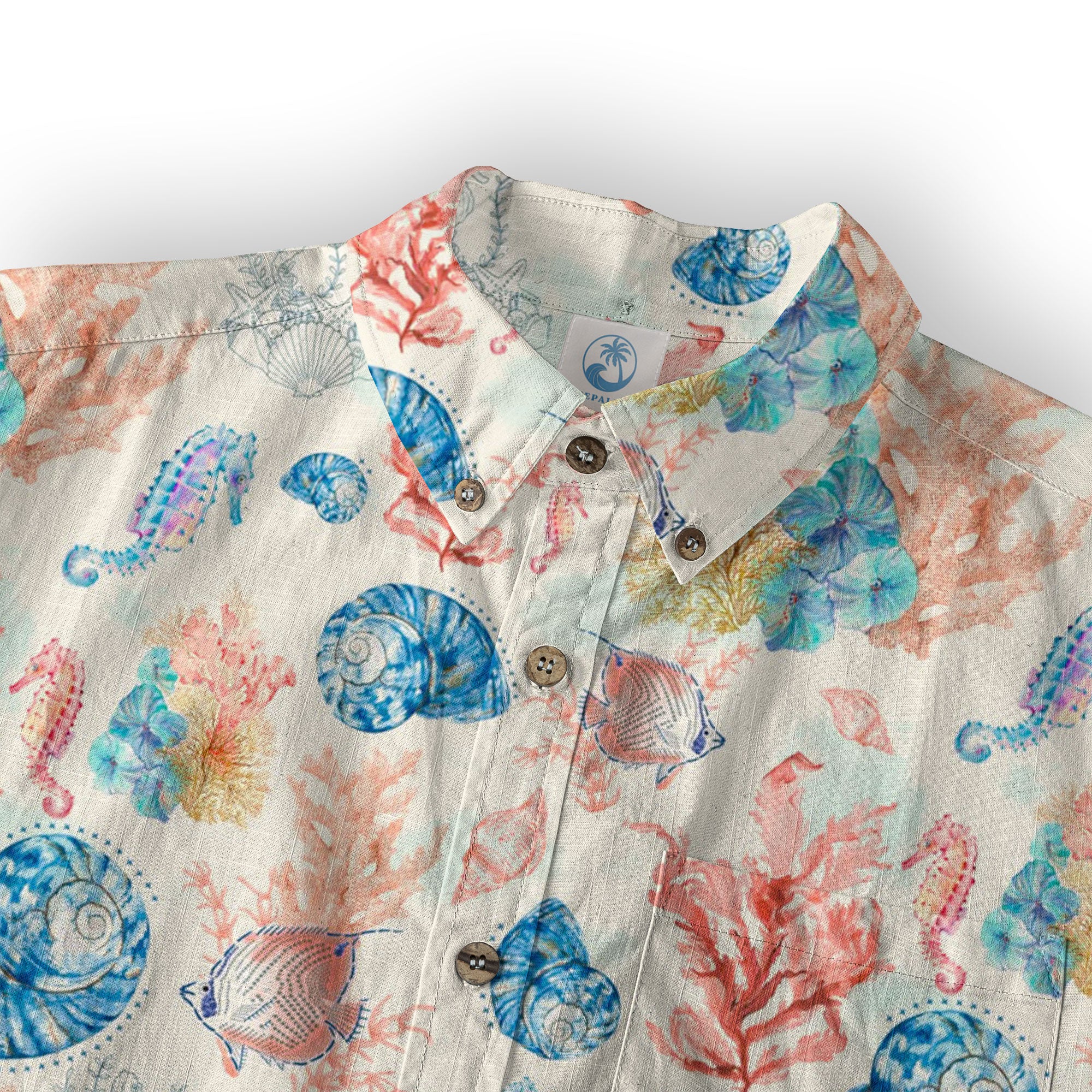 Ocean Animals Hawaiian Button Up Shirt, Sea Hawaii Shirt - The Palmix