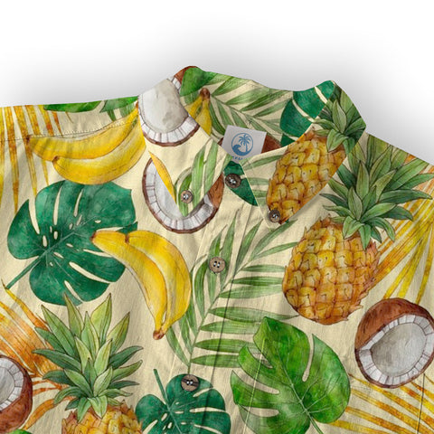 Tropical Fruits Aloha Hawaiian Button Up Shirt, Summer Beach Aloha Hawaii Shirt - The Palmix