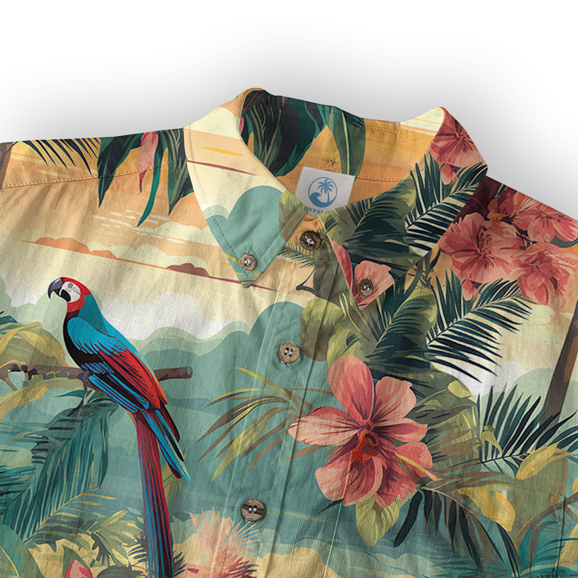 Flamingo Classic Aloha Hibiscus Hawaiian Shirt, Luau Party Outfit, Vacation Beachwear - The Palmix