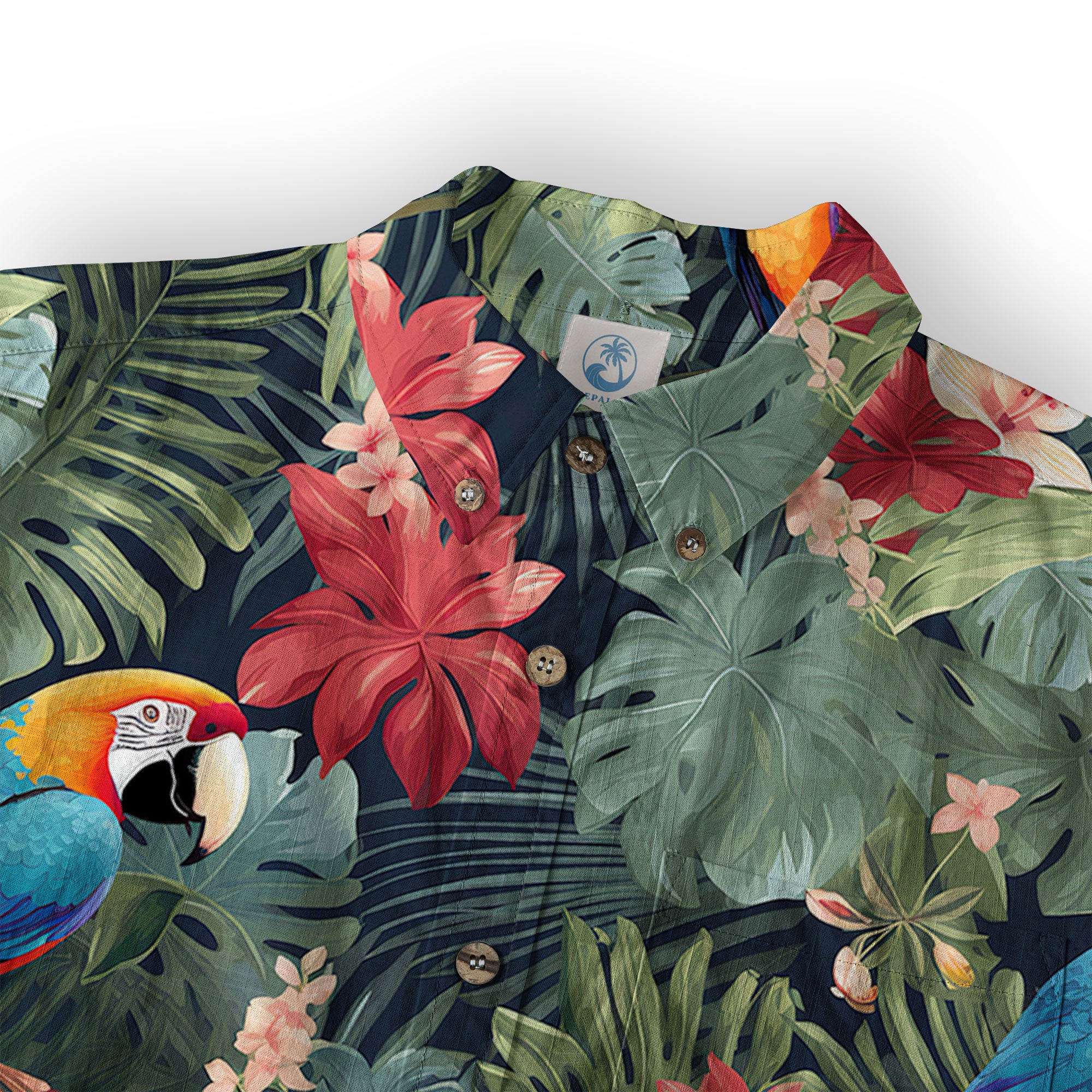 Colorful Flamingo Palm Leaf Hawaiian Shirt, Vintage Aloha Shirt, Island Vacation Wear - The Palmix
